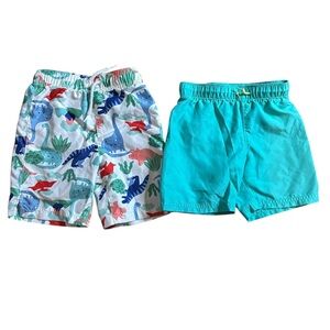 Old Navy Boys Dinosaur Print and Teal Swim Shorts